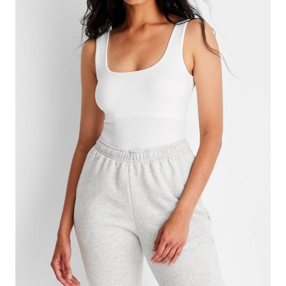 A New Day Seamless Tank Bodysuit Womens Small White  Tank Stretch